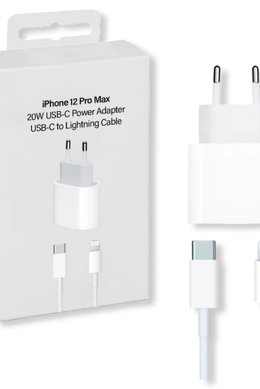 Cargador 12 pro max 20 w USB C + cable C a Lightning